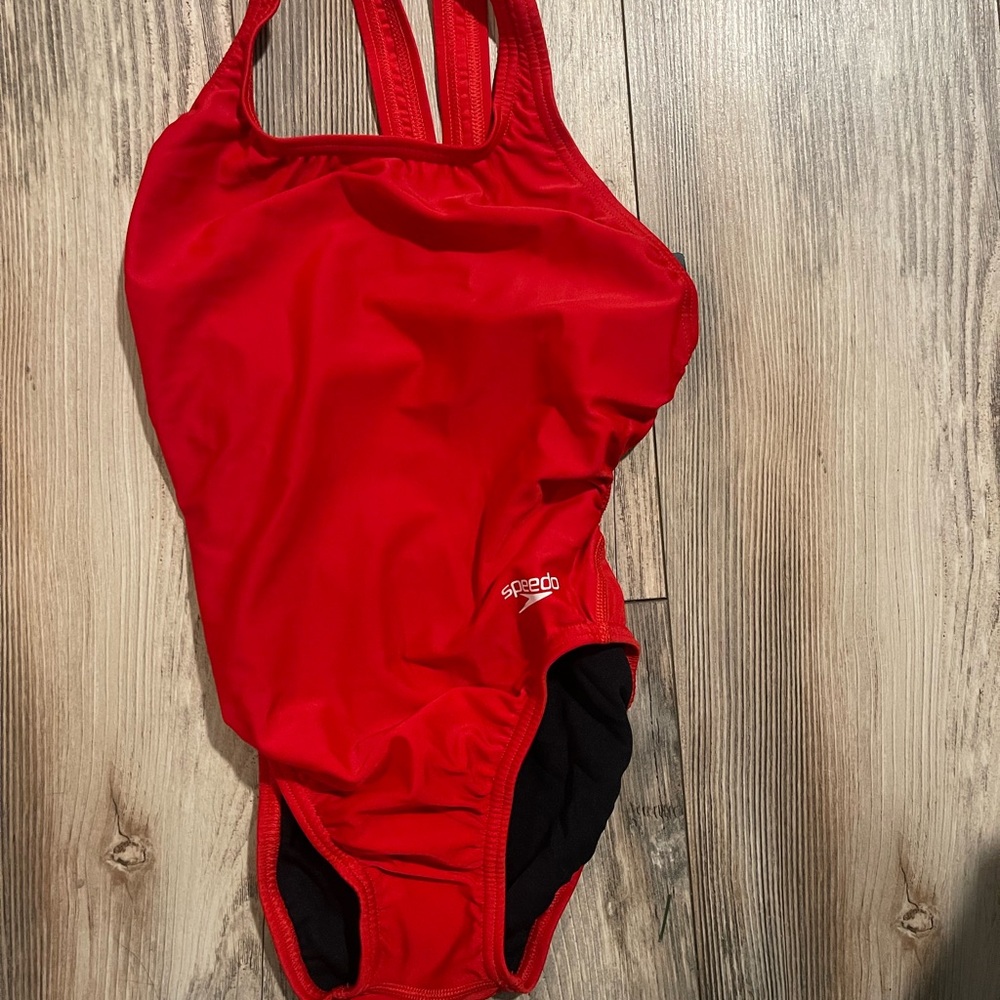 Speedo Red Racerback One Piece Swimsuit